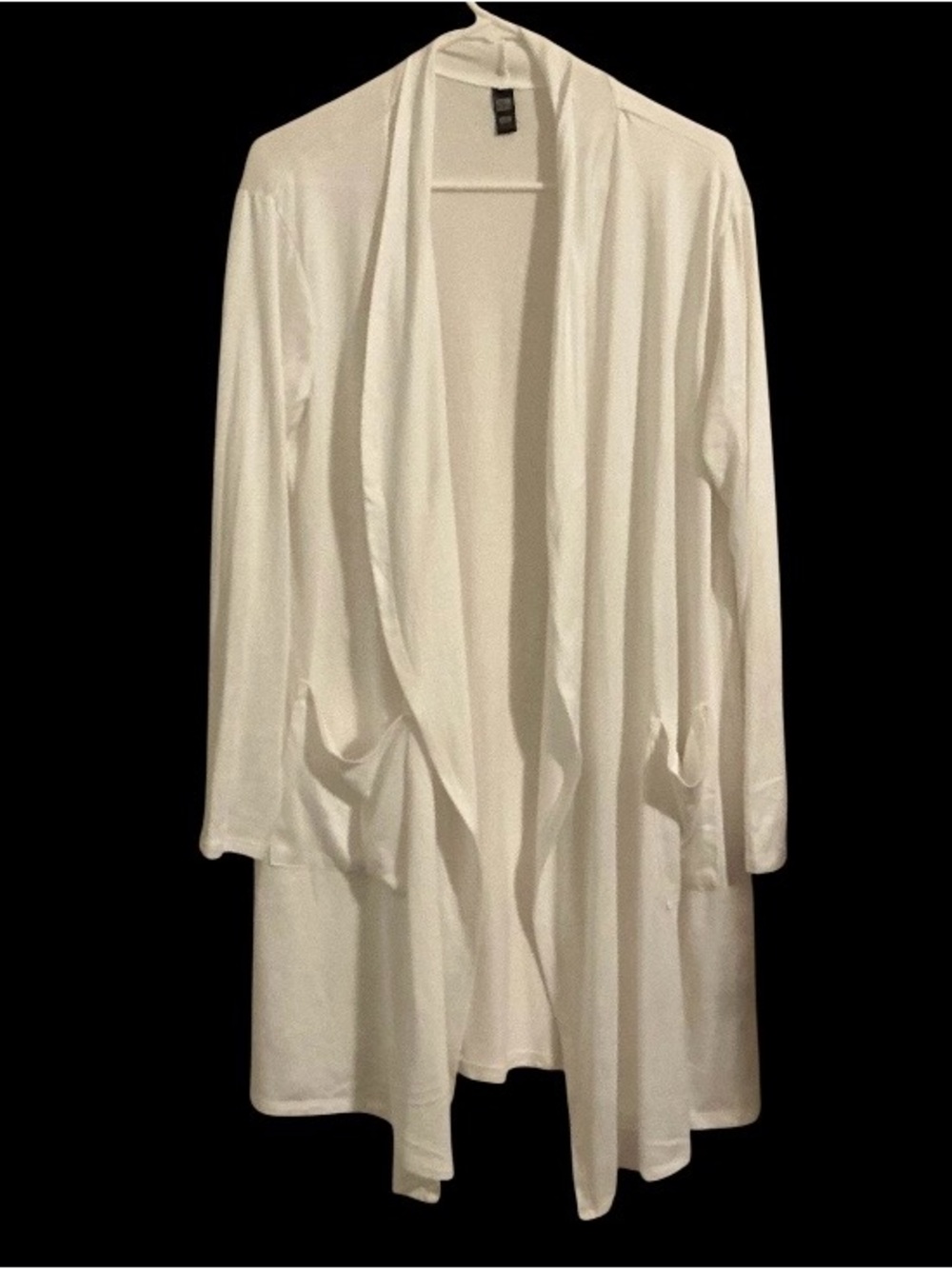 32 Degrees Heat White Open Front Duster Cardigan Beach Coverup XL Pockets Lounge